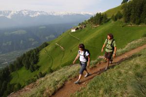 The Meran high-altitude trail, a high-alpine circular hiking trail with view over the Adige Valley
